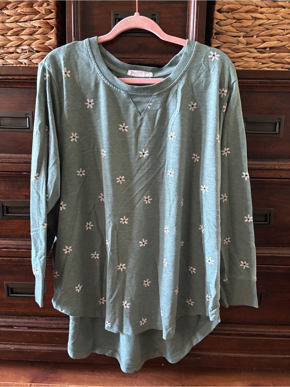 Jane and Delancey Sage Green Floral Crewneck Sweatshirt